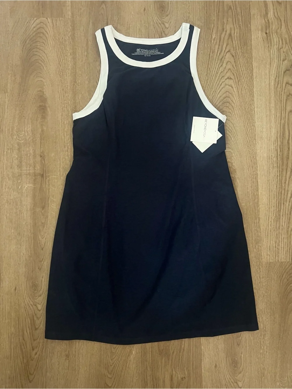 Beyond Yoga Navy Blue Mini Dress with White Trim - Picture 3 of 8